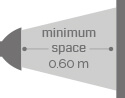 A minimum safety distance of 0.6m must be kept between this product and the nearest object.
